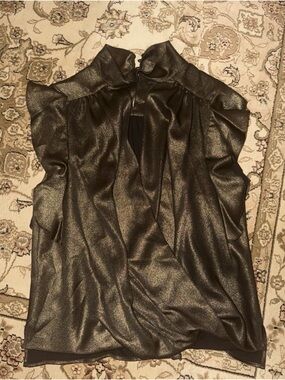 BCBGMAXAZRIA Women’s Bronze Shimmer Keyhole Blouse Chic Going Out Top Size Small